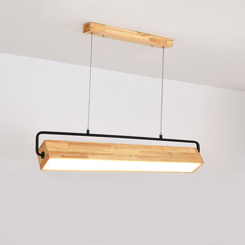 Modern Kitchen Island Lighting Cuboid Island Light Fixture Wood 1 Light Island Lights in Black