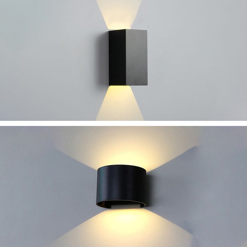 2-Lights Geometric Wall Light Sconce Modern Style Black and White Aluminum Wall Lighting