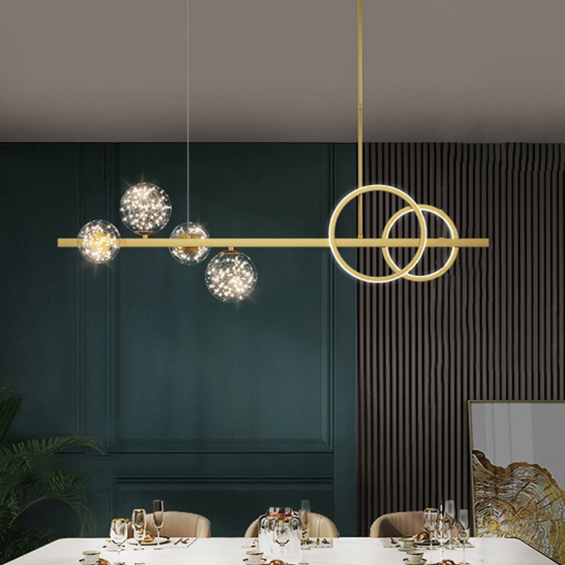 Nordic Modernes Esskronleuchter Lampe Runde Glasschatten LED Hängende Lampenvorrichtung