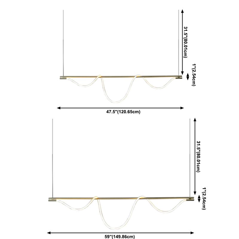 Long Strip LED Island Light Gold Modern Style Simplicity Hanging Light pour le salon