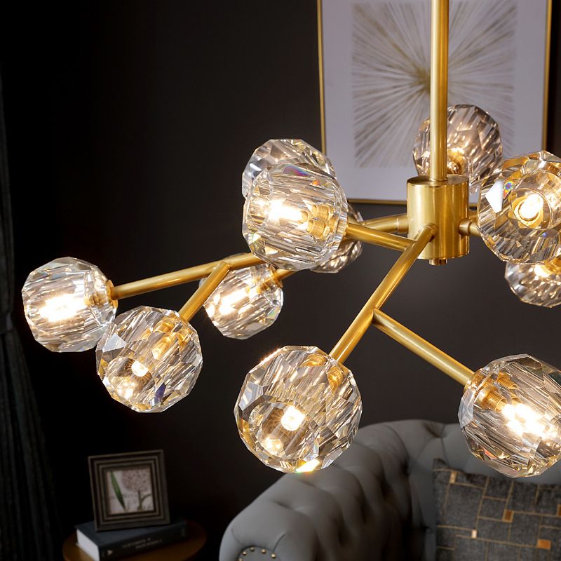 Ultra-modern Sputnik Hanging Chandelier Crystal Suspension Lighting with Hanging Cord for Living Room