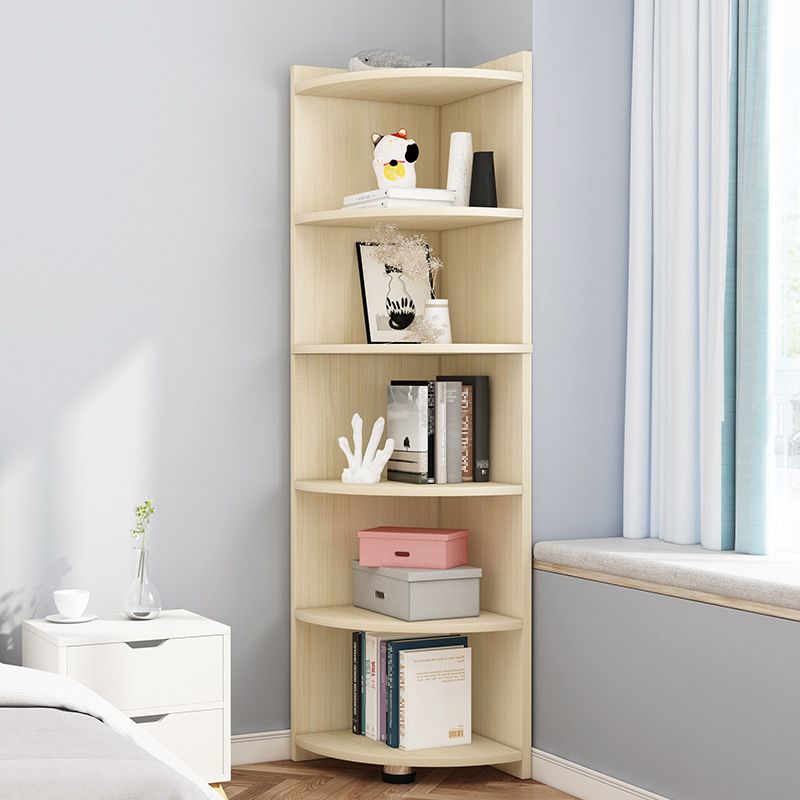 Modern Corner Closed Back Shelf Bookcase Engineered Wood Bookshelf with Cabinets