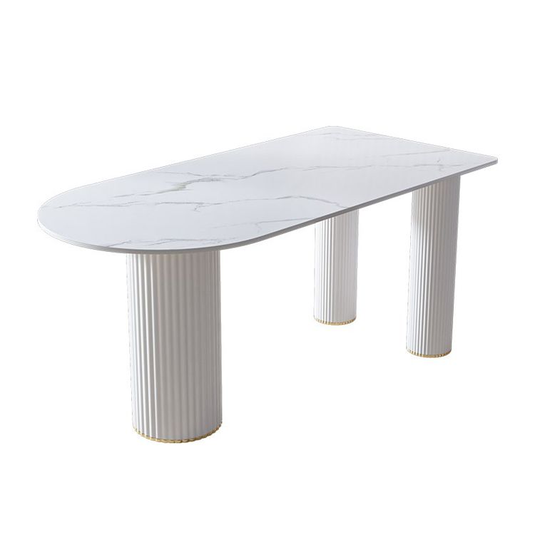 Mesa de comedor de piedra sinterizada Mesa de comedor casera moderna con base de metal