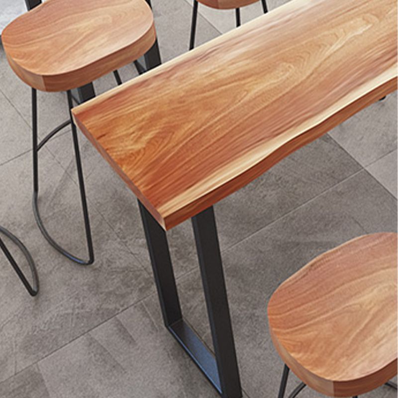Industrial Solid Wood Bar Table Set 1/2/4/7 Pieces Counter Table with Backless Stools
