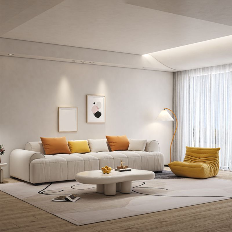 Scandinavian Fabric Stationary Sofa Recessed Arm Sofa with Pillows