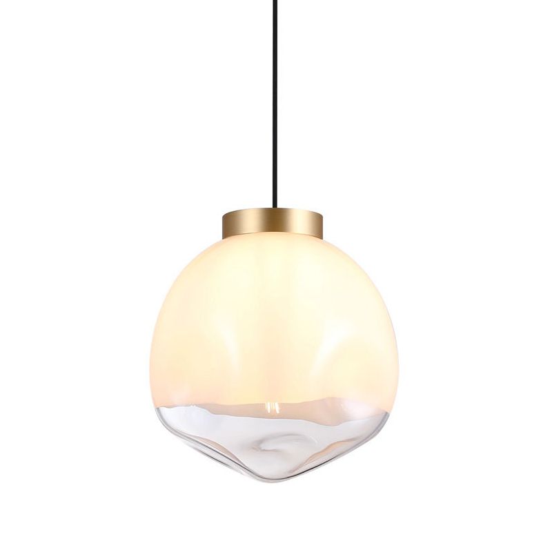 Lampe suspendue au globe moderne blanc et verre aléplé transparent 1 tête de plafond de plafond plafonnier en laiton