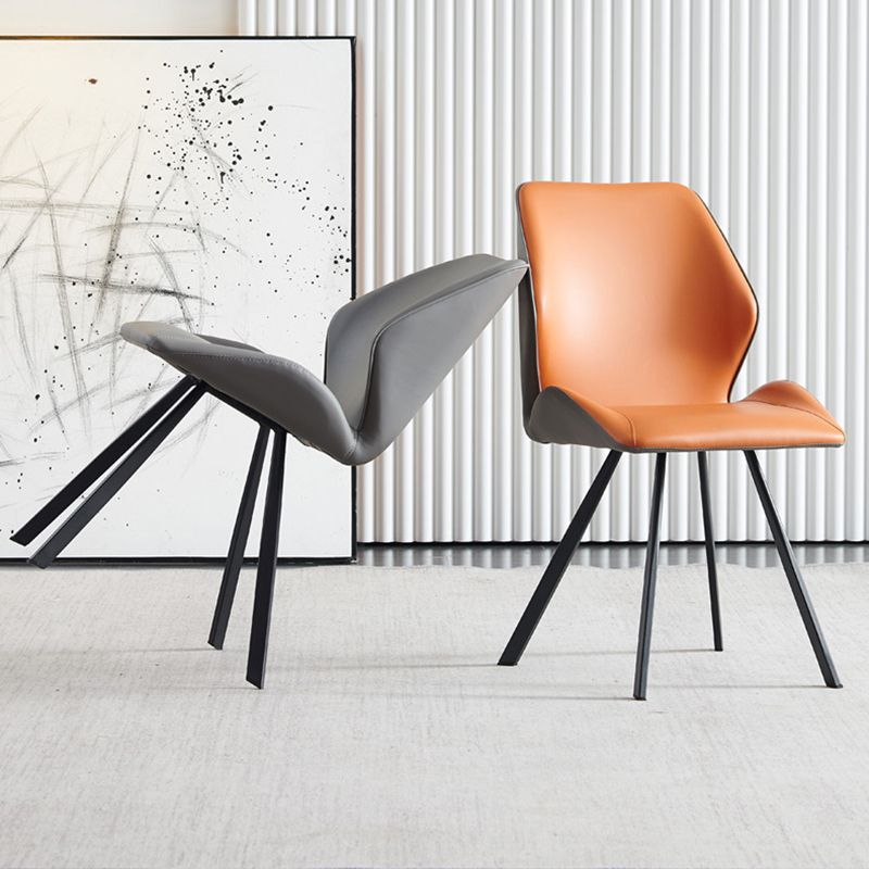 Sillas orejeras estilo moderno Sillas de comedor de cuero sin brazos (Juego de 2)