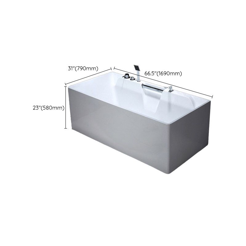 Modern Rectangular Bath Tub Bathroom Soaking with Center Drain Tub