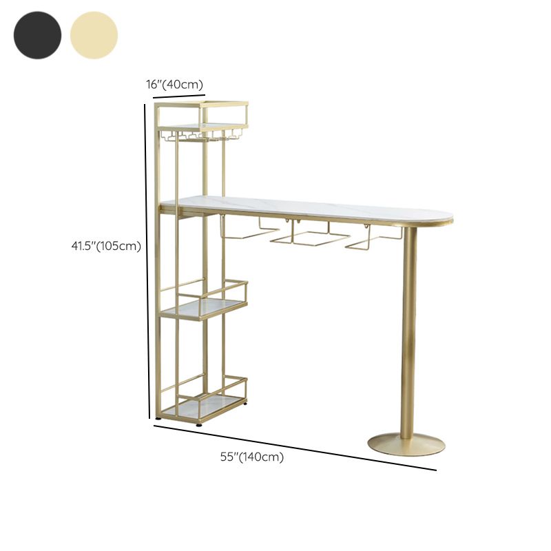 Contemporary Bar Dining Table Metal Frame Bar Table with Wine Rack