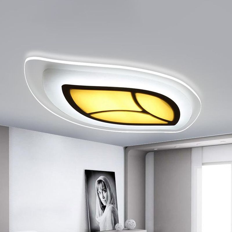 Simple LED Flush Mount Lighting Acrylic White Leaf Shaped Thin Ceiling Light in Warm/White Light