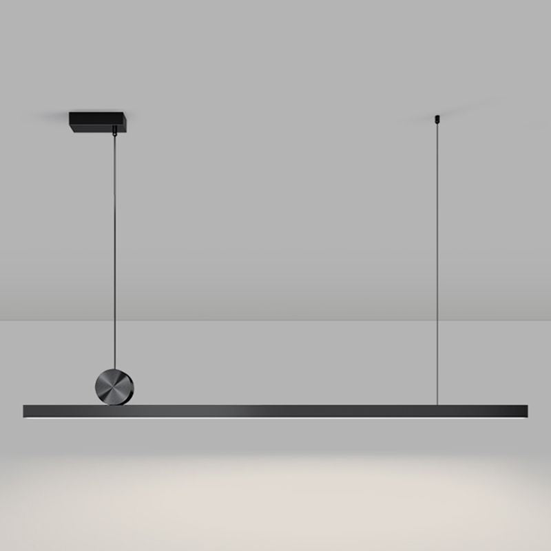 1 Light Linear Island Lights Contemporary Metal Island Pendant Fixture in Black