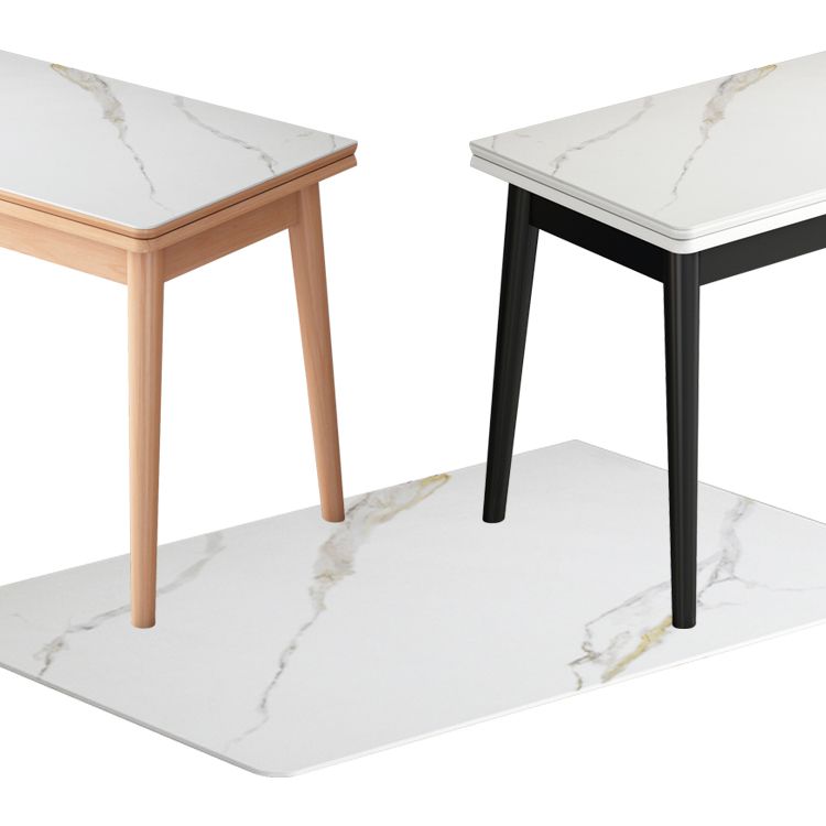 Modern Tempered Stone Top Dining Room Set 4 Legs Base for Kitchen