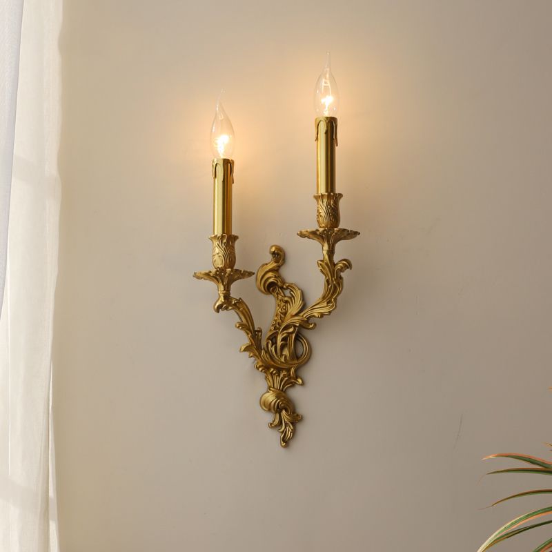 Contemporary Metal Wall Light Brassy Shade Wall Lamp for Bedroom