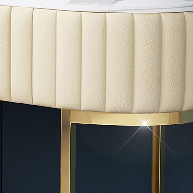 Stone Top Glam Vanity Table with Metal Base Makeup Dressing Table