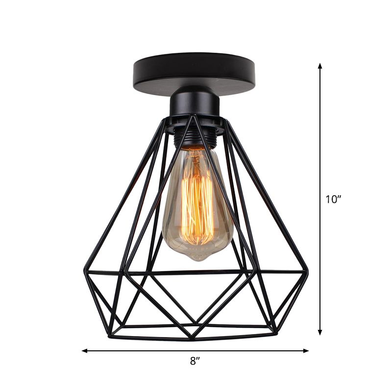 Diamond Badkamer Plafondlamp Armatuur Retro Metallic Enkele Zwarte Semi Inbouw Verlichting