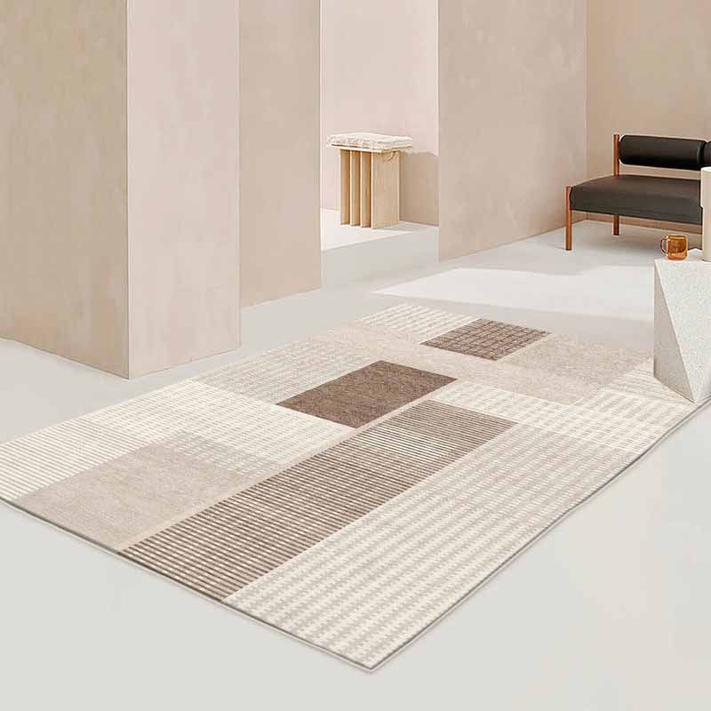 Simplicity Khaki Tone Carpet Modern Rug Polyester Stain Resistant Area Rug for Living Room