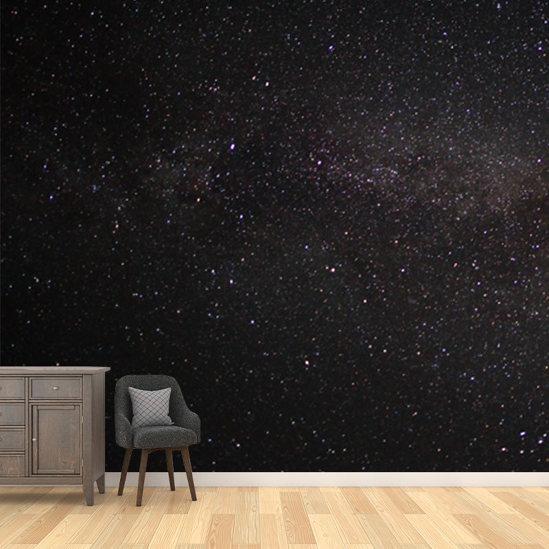 Black Night Sky Wallpaper Mural Starry Modern Waterproofing Wall Covering for Home