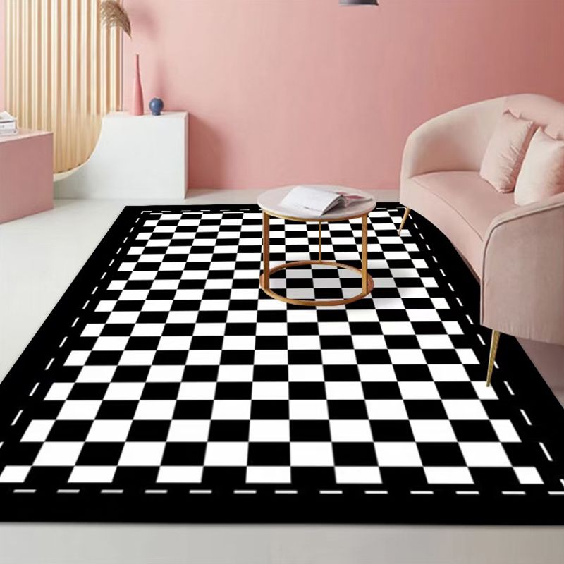 Plaid Rug Modern Carpet Polyester Anti-Slip Backing Rug for Living Room