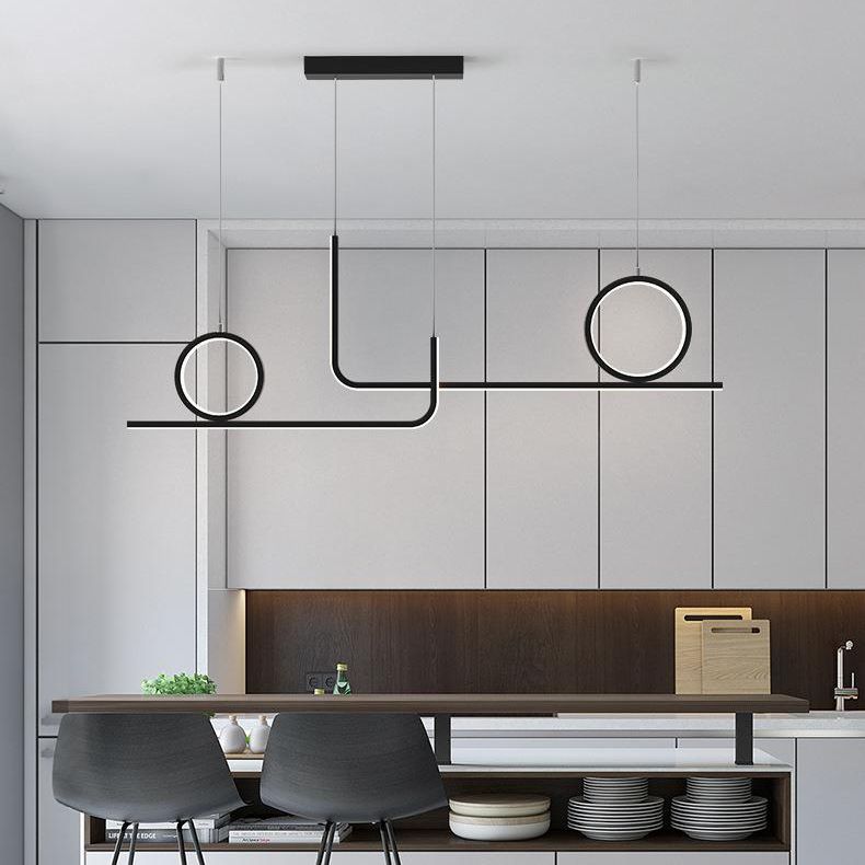 Modern 4-Light Black Kitchen Island Lighting LED Unique Island Pendant Lighting