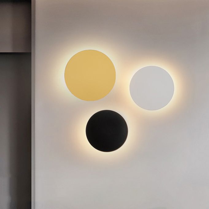 Metal Round Shape Wall Mount Lighting Modern 1-Light Wall Light Fixtures