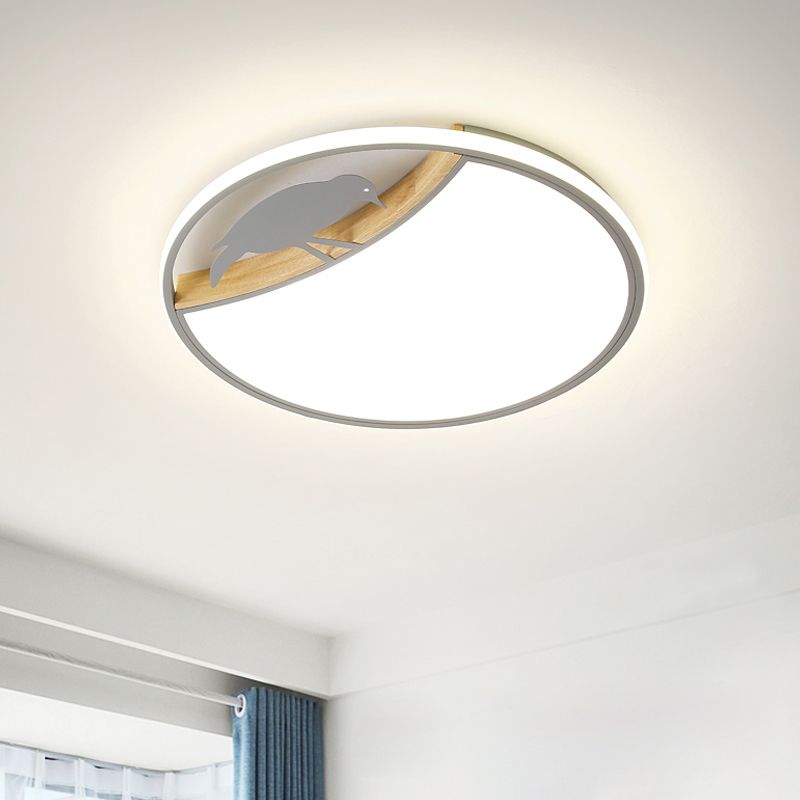 Wit/grijs/groene ronde spoeling licht armatuur Noordse LED Acryl -spoeling gemonteerde lamp met vogel deco