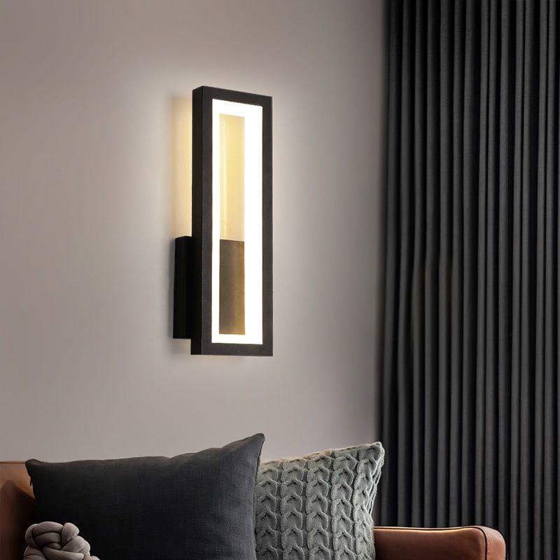 1 Light Rectangle Wall Mounted Lamps Modern Style Metal Wall Sconces