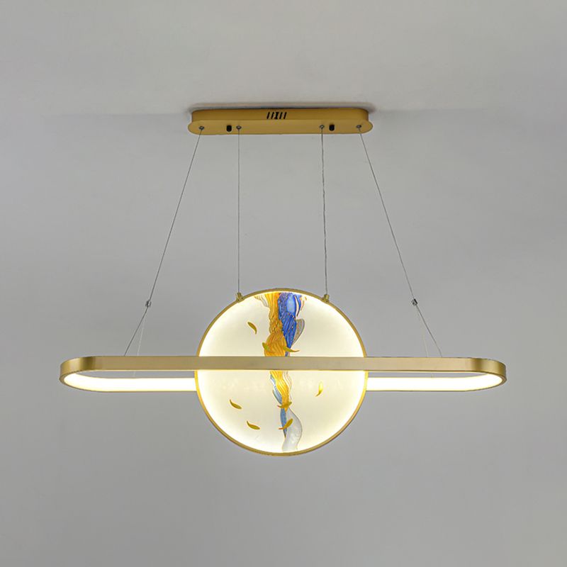 Luz de metal lineal de la isla colgante moderna moderna de 2 luces lineales de metal liviano