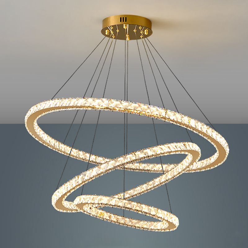 Contemporary Crystal Ceiling Hung Fixture Tiered Living Room Down Lighting Pendant