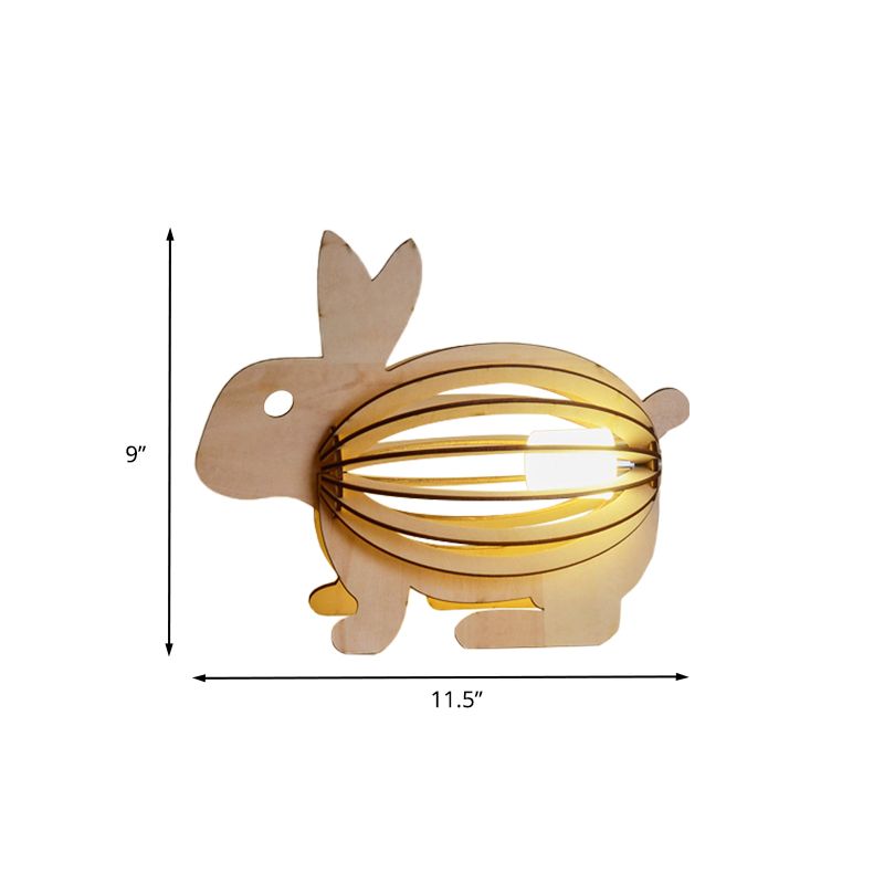 Hollow Rabbit Night Light Kids Wooden Light Brown USB Plug-in LED Desk Lamp