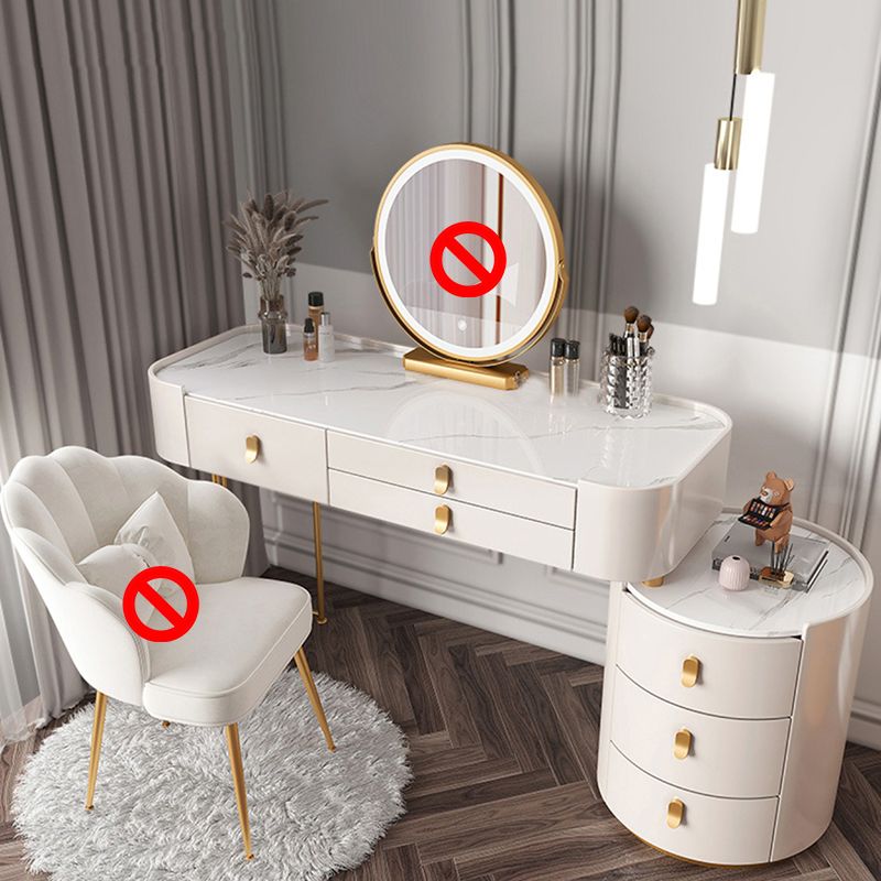 Contemporary Wood Vanity Dressing Table Set Glass/Slate Top Makeup Counter