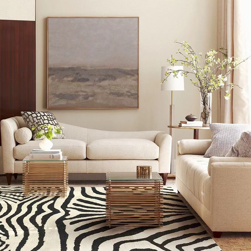 Simplicity Zebra Print Rug Polyester Carpet Non-Slip Backing Area Rug for Living Room