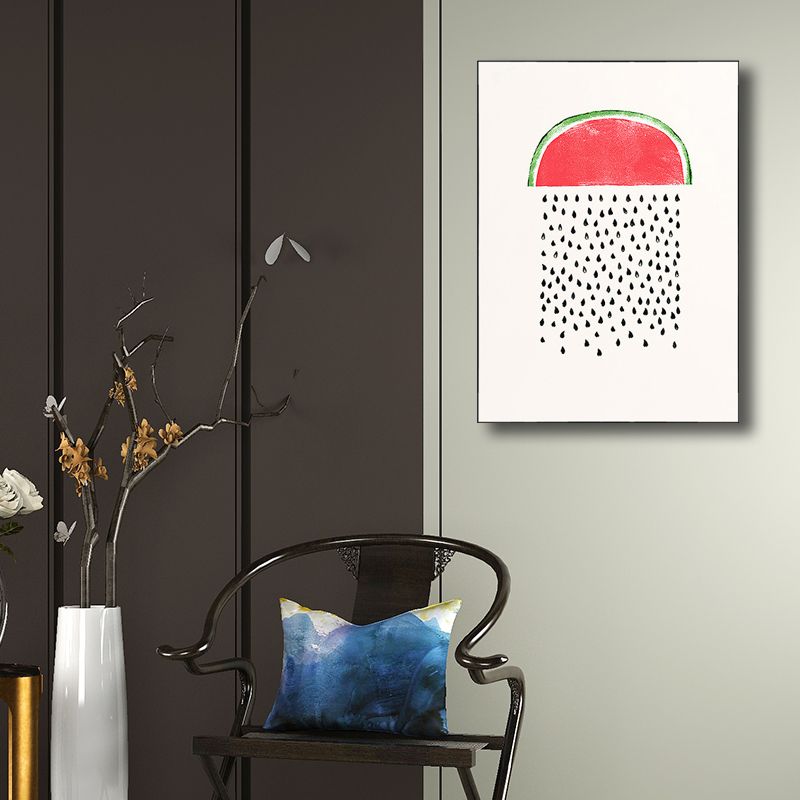 Pink Watermelon Pattern Canvas Textured Wall Art Print for Bedroom, Multiple Sizes