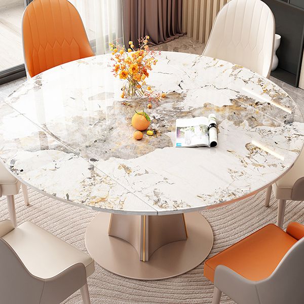 Rectangular Dining Table Modern Stone Table Top with Gold Metal Legs