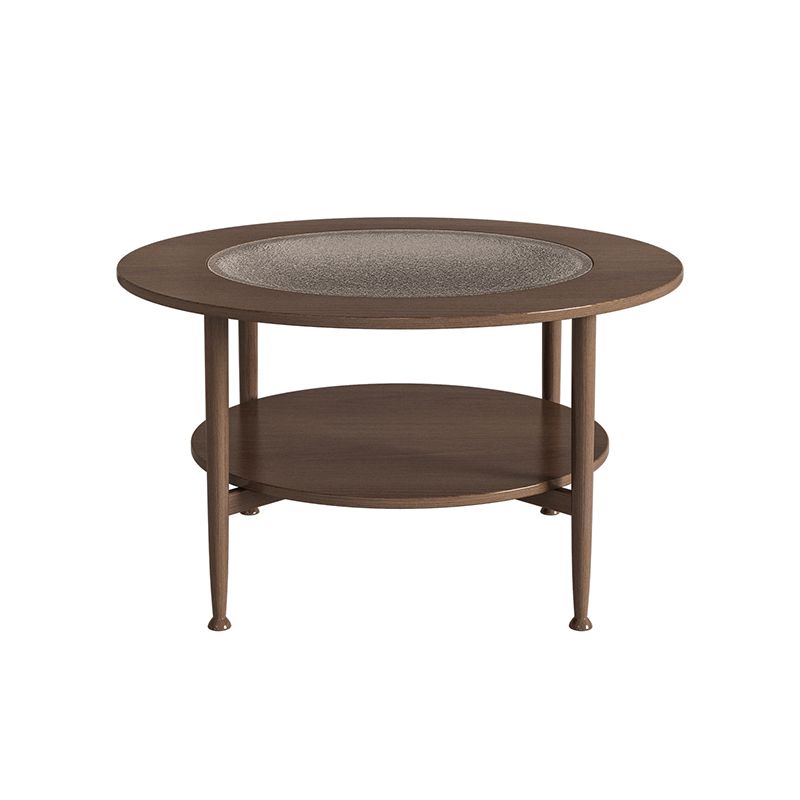 Nordic Wood and Glass Coffee Table 4 Legs Coffee Table with Storage