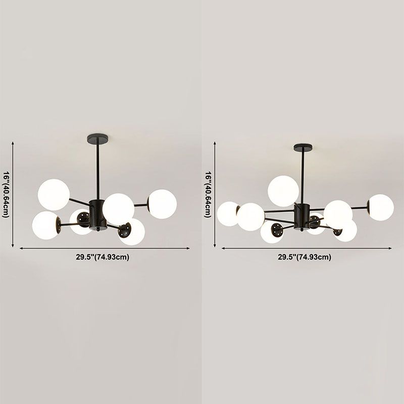 Lámpara de lámparas de lámparas de múltiples luces de vidrio de estilo moderno de estilo moderno en forma de globo