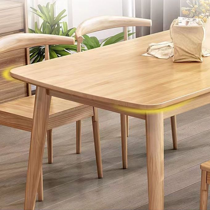 Modern Rubber Wood Dinette Set 1/2/5/7 Pieces Rectangle Beige Dining Table Set
