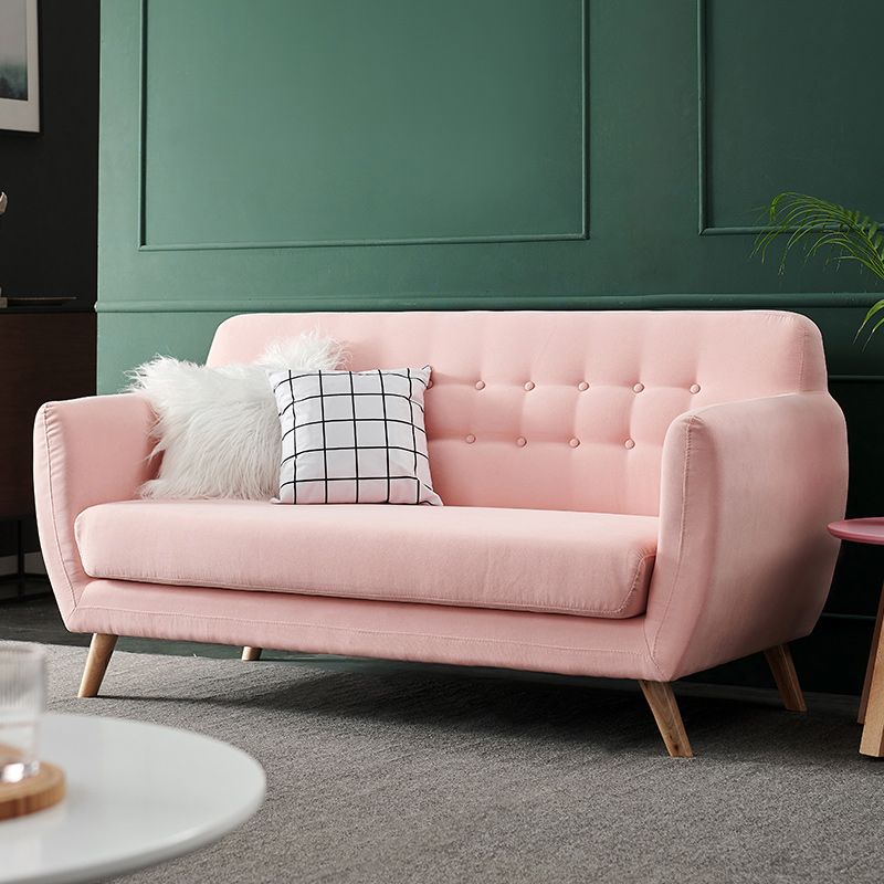 32.28" H Cotton Blend 3 Seater Flared Arm Sofa for Living Room