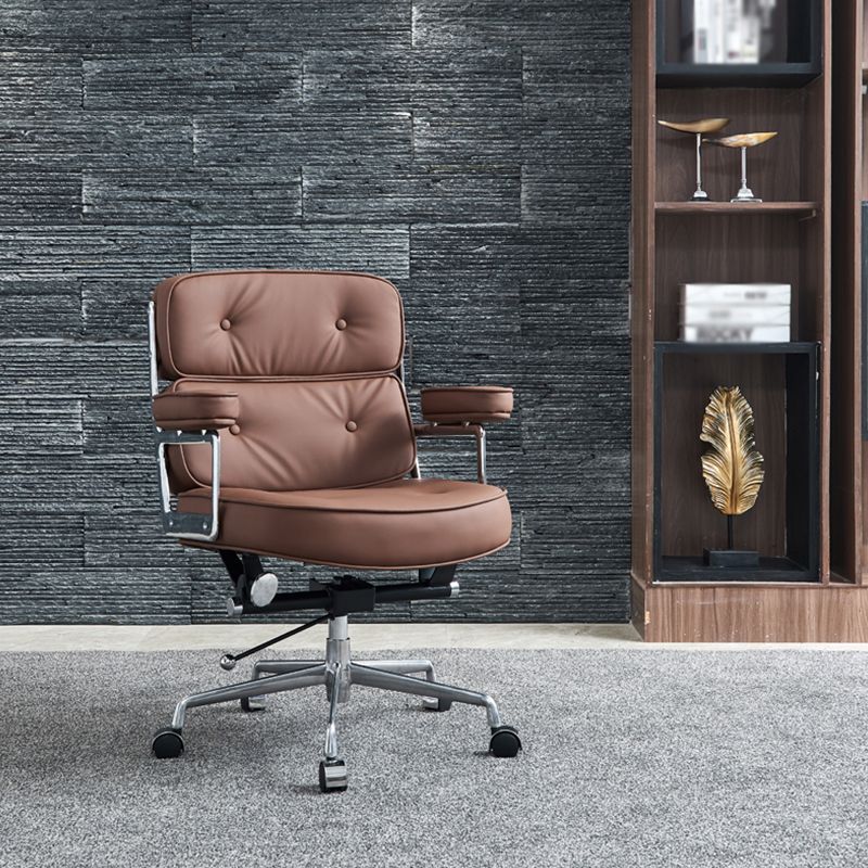 Modern Ergonomic Chair Height-adjustable Leather Fixed Arms Managers Chair