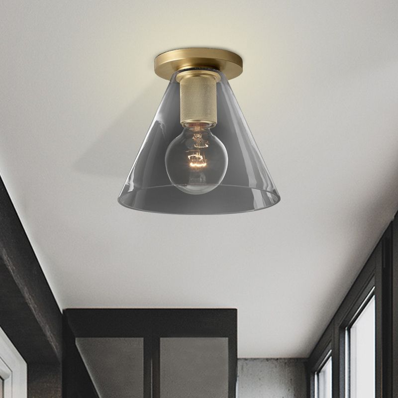 Globe/cône/cylindre/trompette en verre plafonnier suspendu moderne 1 lumière éclairage encastré en laiton pour balcon