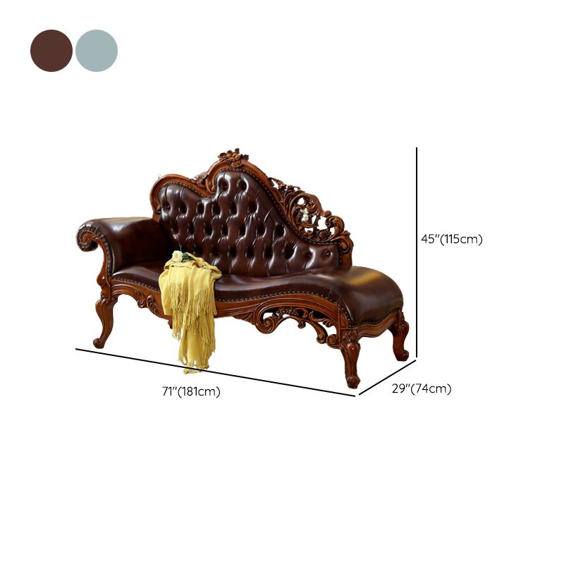 Traditional One Armed Chaise Rolled Arms with Legs for Living Room