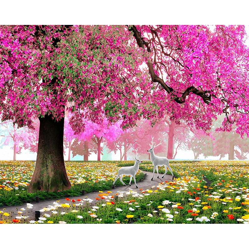 Water-Resistant Blossoms Wall Mural Personalized Size Simple Wall Art for Coffee Shop Decor