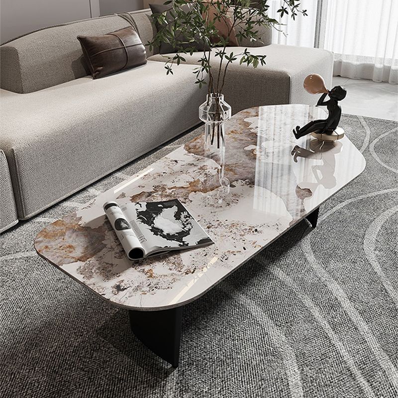 15"H Contemporary Cocktail Table Stone Sled Coffee Cocktail Table