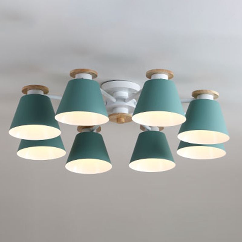 Contemporary Flush Light Fixtures Iron Cone-Shaped Macaron Flush Mount Lamp
