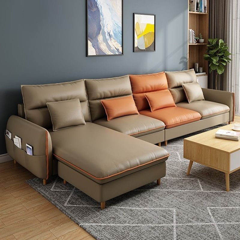 Modern Storage Faux Leather Sectioanl with Pillow Back for Living Room