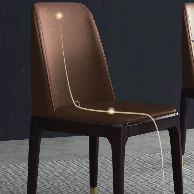 Home Armless Dining Chair Dining Side Chairs with Wood Legs (Set of 2)