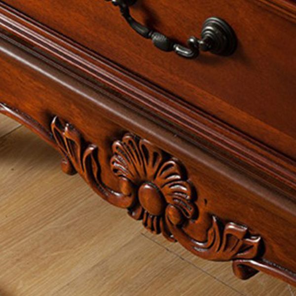 Traditional Rubber Wood Storage Chest Bedroom Chest with Drawers