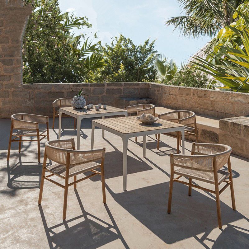 Solid Wood Tropical Patio Dining Side Chair Set of 2/4/6/8 Dining Side Chair