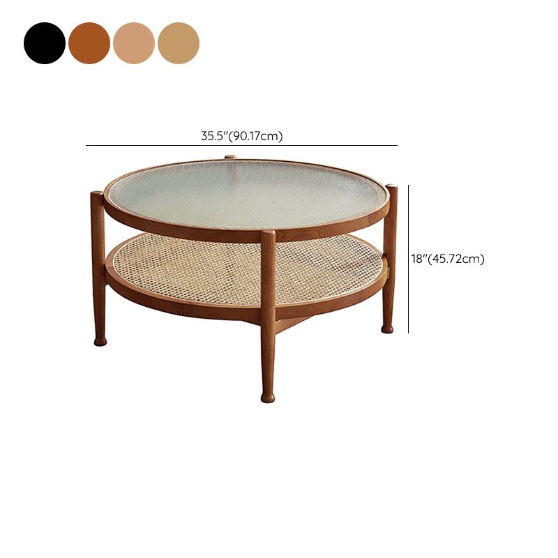 4 Legs Tropical Glass Coffee Table No Distressing Bunching Tables with Shelf