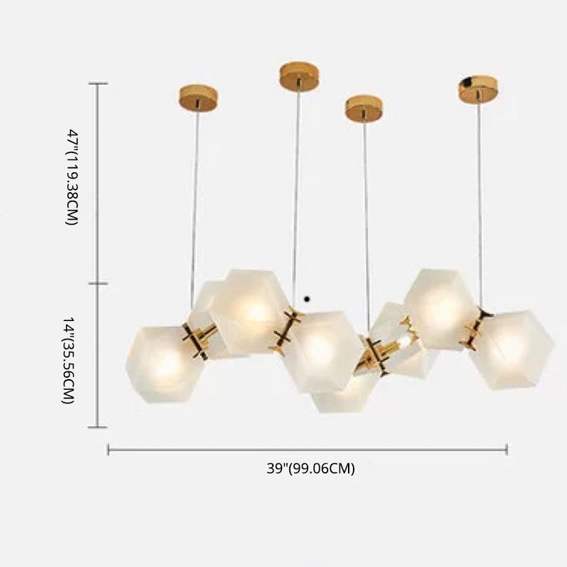 Post-modern DNA Structure Suspension Lamp Frosted Glass 8-Bulb Dinner Island Light in Gold