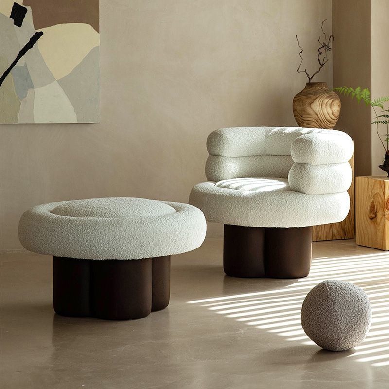 White Lounge Chair Arms Included Barrel Chair for Living Room